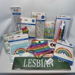 D23  Party Decorations- 11 piece Lesbian Lane Rainbow Decor variety party suppli
